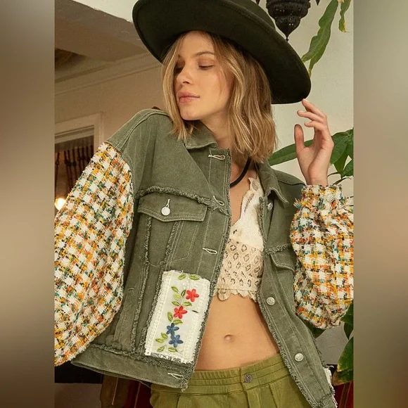 #5 CLOSEOUT FIRM 🌸New! Pol Stunning Patches boho Jacket Coat - Picture 1 of 5